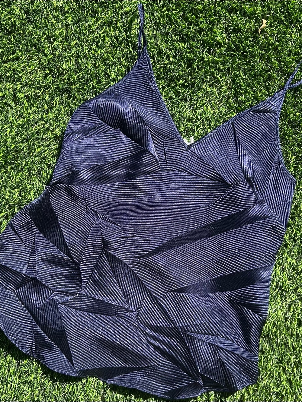 Navy Striped V-Neck Cami Top